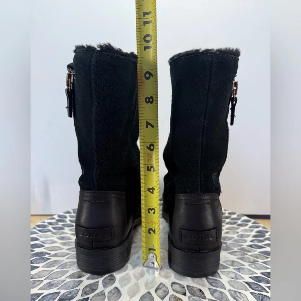 Sorel Emilie Foldover Women's Black shearling  Winter snow Boots 9 - Picture 11 of 16
